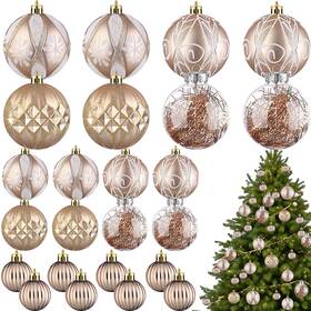 Cm-civaner-3479 Civaner 24 Pc Shatterproof Christmas Ball Ornaments Set Champagne Gold