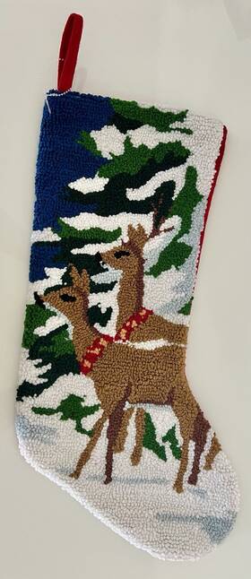Pa-29347 Cl New Traditional Christmas Holiday Hooked Stocking Reindeer With Bells 19 Inch