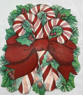 Cleo 070508007481 Vintage Christmas Static Window Clings Candy Canes Holly Berries