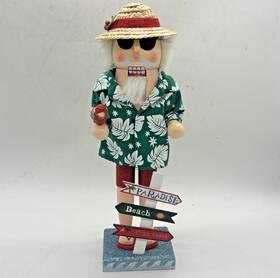 70874 Clever Creations Paradise Tropical Tourist Wooden Christmas 14 Inch Nutcracker