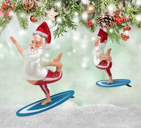 79-80332 Coastal Nautical Beach Bum Santa Christmas Ornament Surfing Luau Tropical