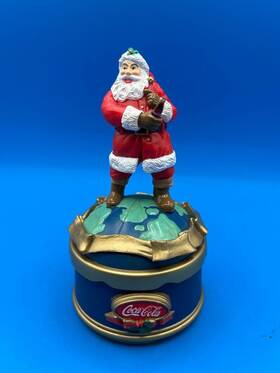 Lv16 Coca Cola 715429220761 Vtg Works Video Santa Travel Christmas Musical Globe Wind Up 1993