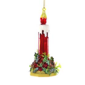 Gl-676 Cody Foster & Co Kitschy Christmas Candle Blown Glass Ornament