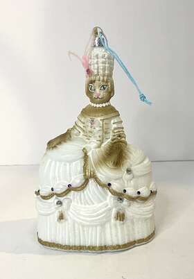 Go-6505 Cody Foster & Co. Marie Catoinette French Kitty Nobility Glass Christmas Ornament By