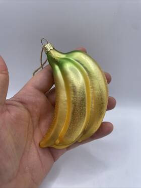 Go-8154 Cody Foster Banana Bunch Faux Fruit Hanging Glass Glitters Christmas Ornament
