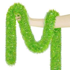 Njl1682-sg Cokoka Christmas Tinsel Garland For Tree 33ft Lime Green Shiny Metallic