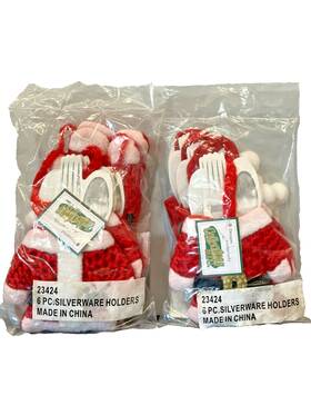 23424 Collections Etc. 12 Christmas Santa Suit Silverware Holders 6 Jackets Pants New