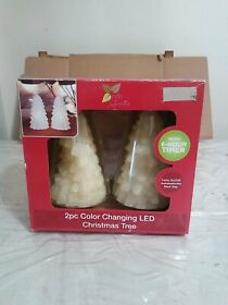 210997 Color Changing Led Christmas Tree 2 Piece Set With 6 Hour Timer Open Box