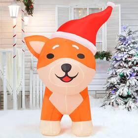 Co-27355 Comin 4ft Christmas Inflatables Outdoor Decorations Blow Up Dog Built-in Leds For C
