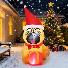 Co-27477 Comin 5 Ft Christmas Inflatables Outdoor Decorations Inflatable Pug Yellow