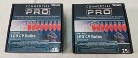 3723835 Commercial Pro 111381 2x 25 Ct C9 Red Led Christmas Holiday Light Bulbs