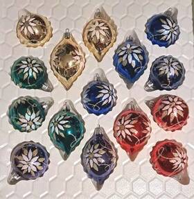 Commodore 048266074465 14 Vintage Glass Christmas Tree Ornaments Commadore Montgomery Ward Romania A