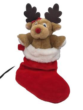 Xmas-sock-21 Commonwealth Christmas Wishmas Pals Reindeer Plush Stocking 18 Inch Vintage 1991