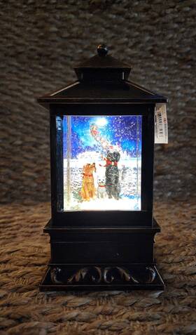D4029 Confetti Lights Battery Operated Light Up Swirl Christmas Puppy Dogs Water Lantern 8.5 Inch New