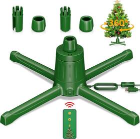 Hk061 Coolwufan Rotating Artificial Christmas Tree Stand 360-degree Remote Control 4 Outlets