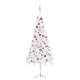3077943 Corner Artificial Christmas Tree Leds&ball Set Green 59.1inch Pvc