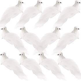 Cosbay 445028337319 12 Pcs Artificial White Doves Christmas Dove Birds With Clips F