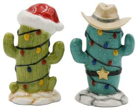 57016 Cosmos Gifts Xmas Cactus Salt And Pepper Shaker Multicolor 2 1/8 Inch X 1