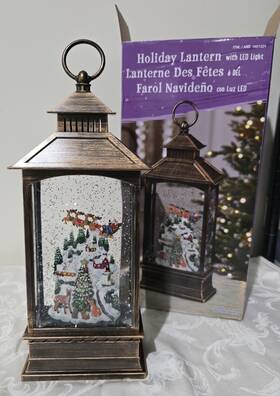 1601331 Costco Holiday Lantern With Led Lights And Motion Glitter Christmas Santa Sleigh New