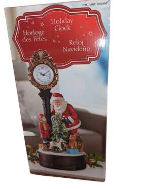 1900350 Costco Santa Holiday Clock 20 Inch With Led Lighted Christmas Tree In Original Box