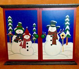 399745 Costco Advent Calendar Chest Snowmen 24 Refillable Drawers Wood Boxes Christmas