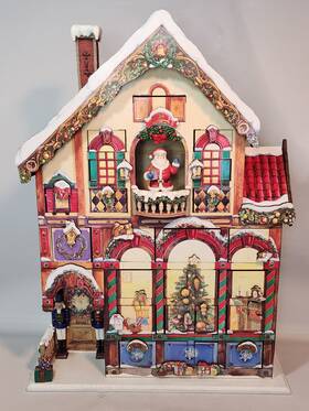 663167 Costco Advent Calendar 24 Doors Wooden #663167 Santa Victorian House Christmas