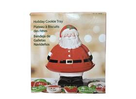 Costco 667469252618 Holiday/christmas Hand Painted Santa 2 Piece Cookie Tray And Lid 13 Inch