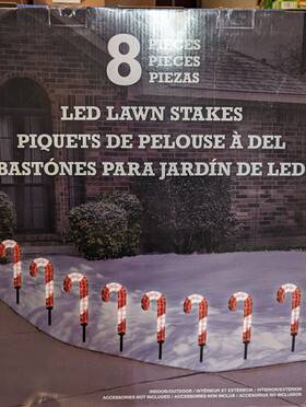 Costco 689720535742 Lot 3 Sets Of 8 Candy Cane Christmas Pathway Lights Led Indoor/outdoor