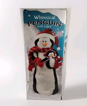 Art663623 Costco Whimsical Penguin With Baby 2ft Tall Large Plush Christmas Decoration