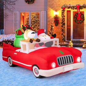 2367-240 Costway Christmas Inflatables Lighted Xmas Inflatable Santa Claus And Reindeer Driving