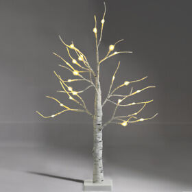 Cm23466 Costway 2ft Pre-lit White Twig Birch Tree Battery Powered For Christmas Holiday
