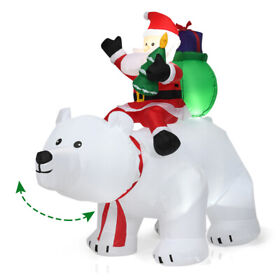 Cm22832us Costway 6.5 Ft Christmas Inflatable Santa Riding Polar Bear With Shaking Head Led