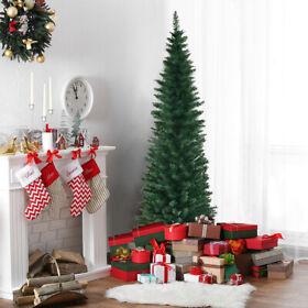 Ost00026 Costway 6ft Pvc Artificial Pencil Christmas Tree Slim With Stand Home Holiday