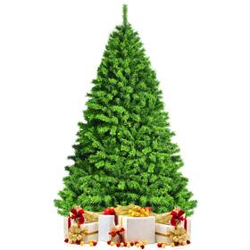 C576a4260 Costway 7.5ft Green Flocked Hinged Artificial Christmas Tree With Metal Stand