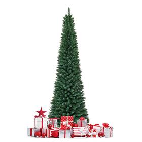 Cm20655 Costway 7ft Pvc Artificial Slim Pencil Christmas Tree With Stand Home Holiday Decor Green