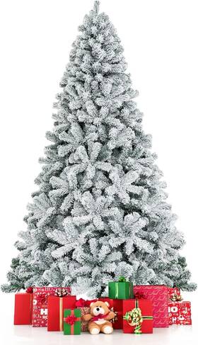 Cm22068 Costway 7.5ft Snow Flocked Hinged Artificial Christmas Tree