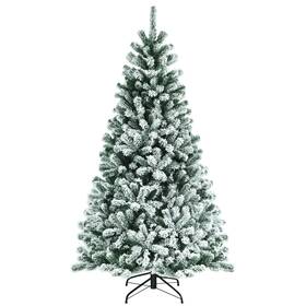Fm23442usa6644 Costway 6ft Snow Flocked Artificial Christmas Hinged Tree With 928 Tips And Metal Stand