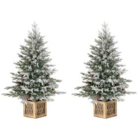 Hcst04296 Costway 2pcs 4 Ft Artificial Xmas Tree Flocked Christmas With 231 Pe Pvc Branch Tips