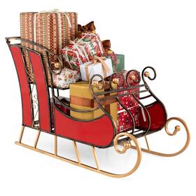 Hcst04400 Costway 23 Inch Christmas Santa Sleigh With 2-tier Storage Shelf Decoration