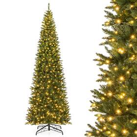 Hcst04634 Costway 12 Ft Artificial Xmas Tree With Quick Power Connector And 800 Warm White Led Lights