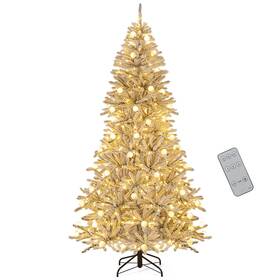 Hcst09618 Costway 7 Ft Snow-flocked Artificial Christmas Tree With 65 Sphere Lights 350 Led