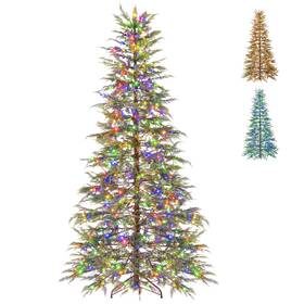 Hcst09948 Costway 7.5 Ft Pre-lit Artificial Christmas Tree With 725 Branch Tips 500 Lights 8 Modes