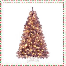 Hcst09954 Costway 6 Ft Artificial Tinsel Christmas Tree With 250 Lights 8 Modes 688 Branch Tips