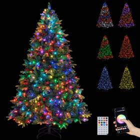Hcst10240 Costway 7 Ft Smart Pre-lit Artificial Christmas Tree With Remote Control Twinkling Modes