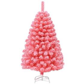 Ms2j-3565 Costway 4.5 Ft. Snow Flocked Hinged Artificial Christmas Tree With Metal Stand