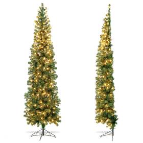 Us-2cm24071us Costway 7 Ft Pre-lit Half-shape Christmas Tree With 450 Branch Tips And 150 Warm Lights