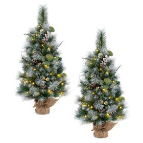 Us-2hcst04081 Costway 2pcs 3ft Artificial Christmas Tree With 98 Branch Tips Pine Needles Leaves