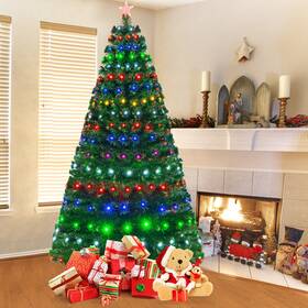 Us-2m20572 Costway 7ft Pre-lit Artificial Fiber Optic Christmas Tree With Multicolor Led Lights Decor