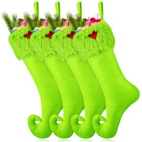 Sr-coume-3503 Coume 4 Pcs 19 Inch Lime Green Christmas Stockings Faux Fur Xmas Elf Stocking