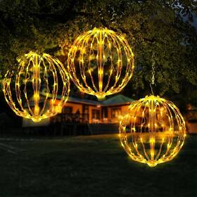W-2025-2 Covboard 16 Inch Christmas Led Light Globe 3 Pack With Multiple Auto Timing Warm White